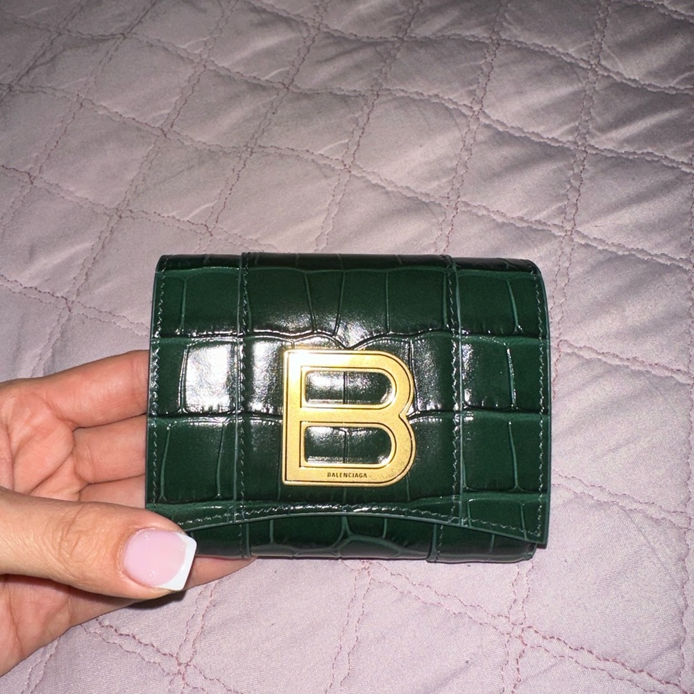 Green Croc Balenciaga Wallet